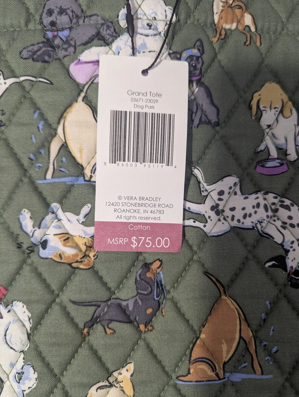 Vera Bradley Quilted Dog Park Tote Bag